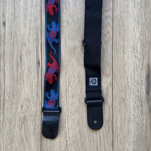 Planet Waves Guitar Straps 2 Pack Blue and Red Lizards Padded and Black